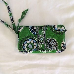 Vera Bradley wristlet wallet, zip top, cupcakes green- Retired Pattern